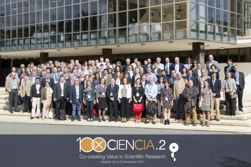Attendants to the 100xciencia2 meeting on tech transfer and innovation (Photo: INA-CSIC-UMH)